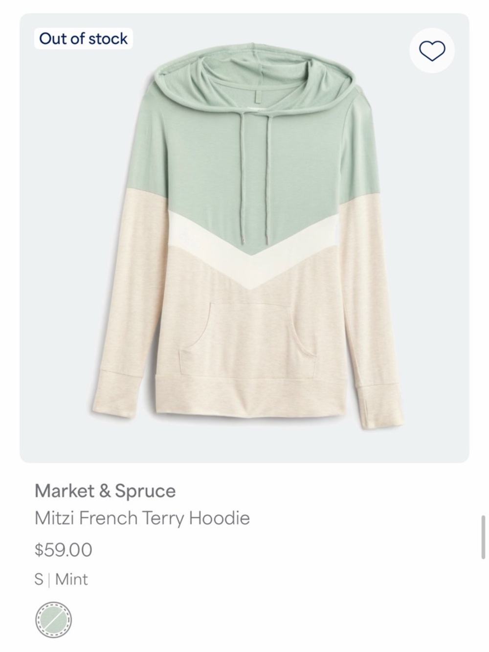 Market & Spruce Mint and Cream Chevron Hoodie